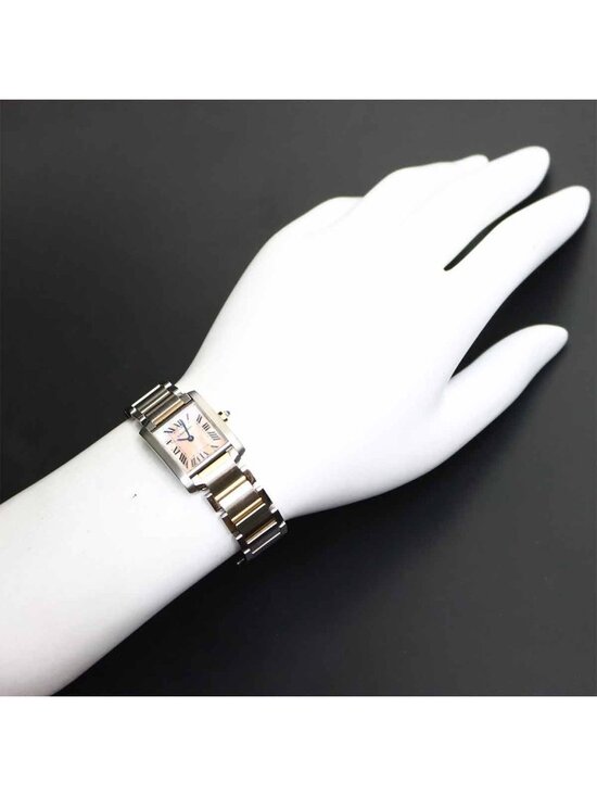 Cartier Tank Francaise SM Watch Pink Shell 18k Gold Quartz main image 4